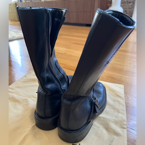 Gucci Black Leather Mid-Calf Motorcycle Boot - Picture 5 of 6
